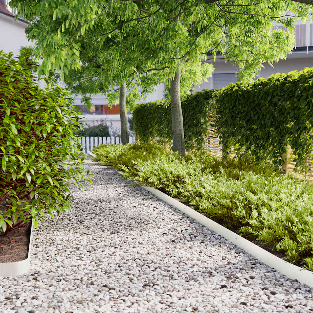 Lawn Edging 50 pcs 10 x 103 cm Steel White