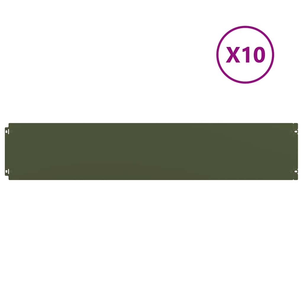 Lawn Edgings 10 pcs Olive Green 20x103 cm Cold-rolled Steel