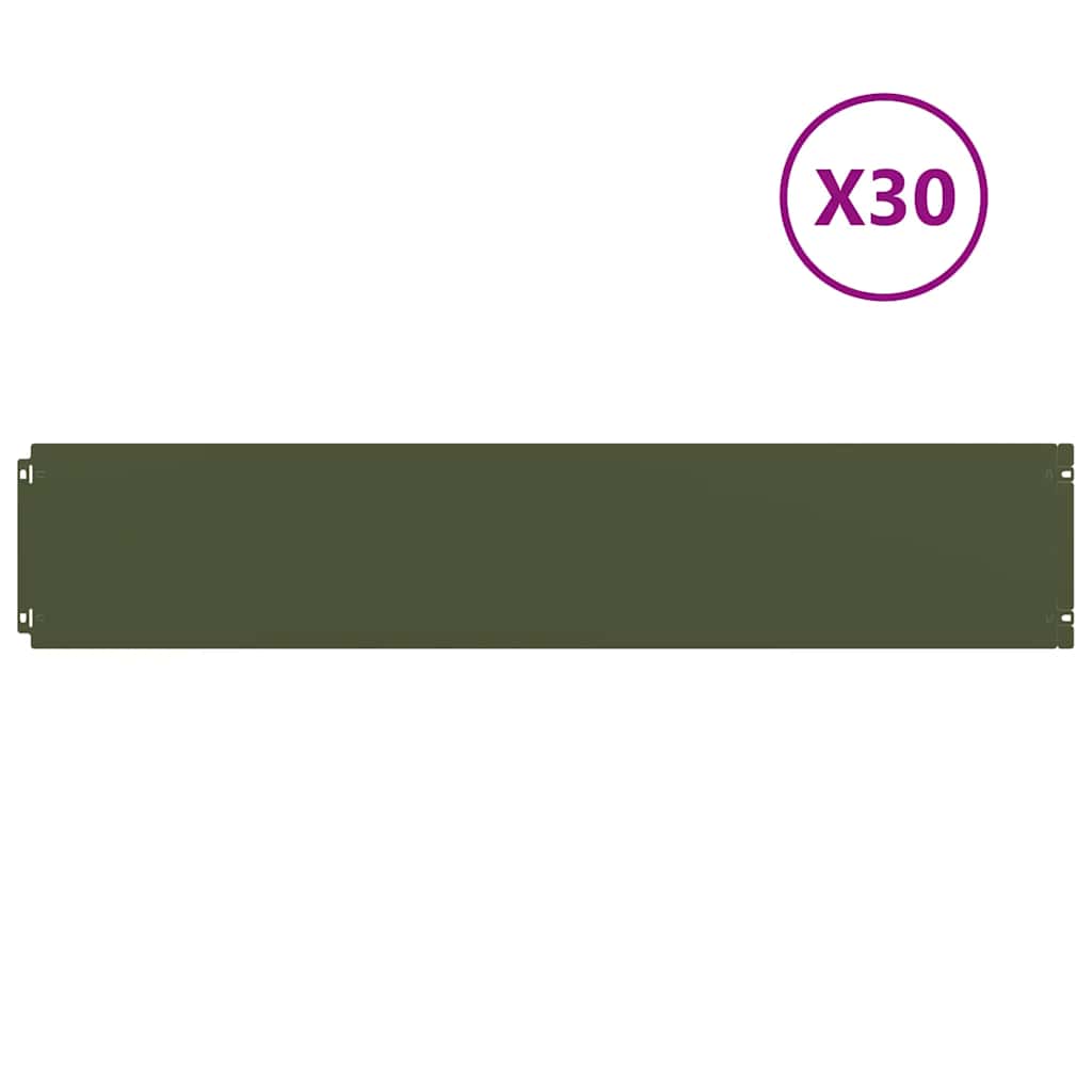 Lawn Edging 30 pcs 20 x 103 cm Steel Olive Green