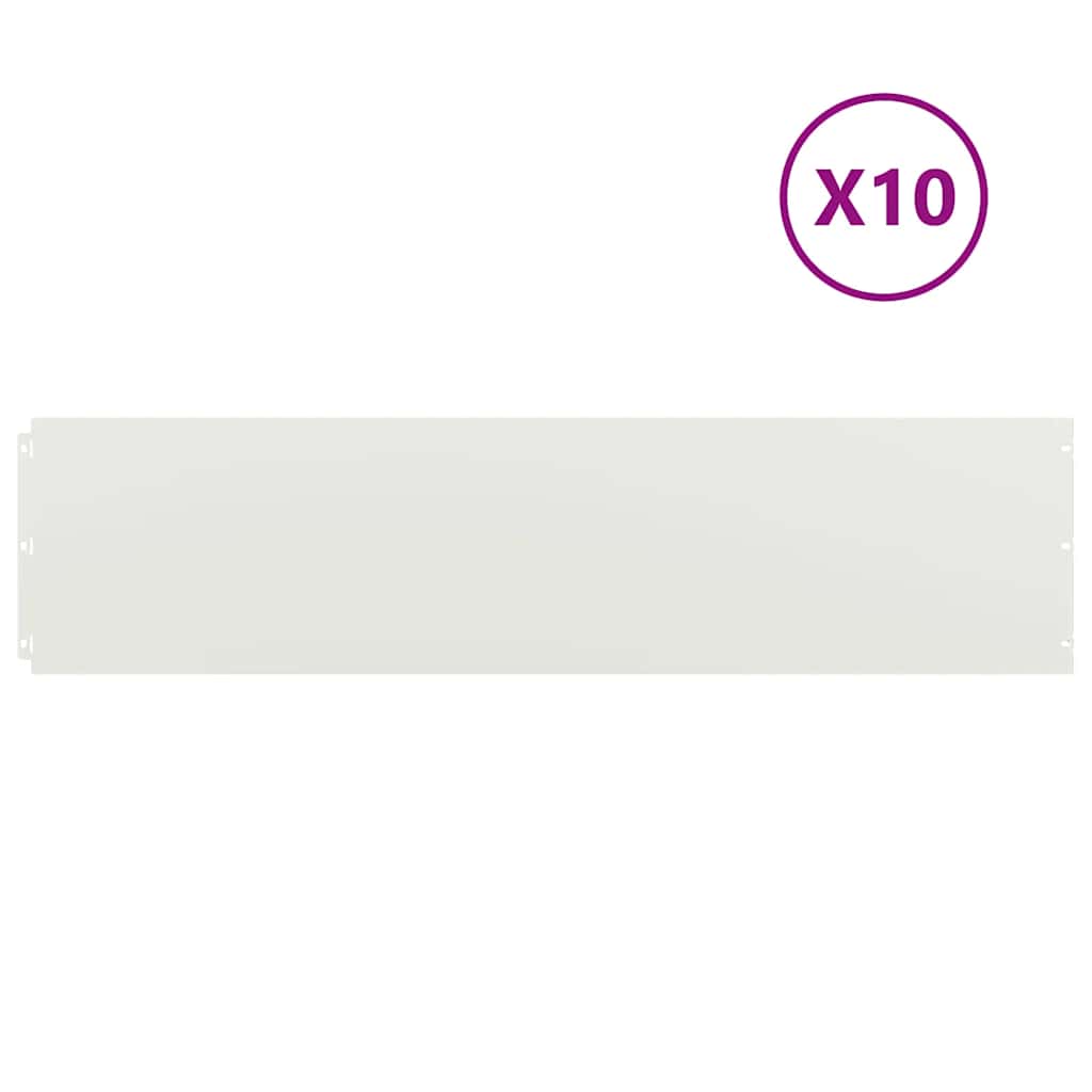 Lawn Edgings 10 pcs White 25x103 cm Cold-rolled Steel