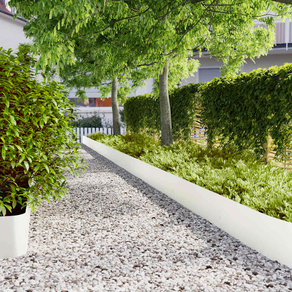 Lawn Edging 10 pcs 25 x 103 cm Steel White