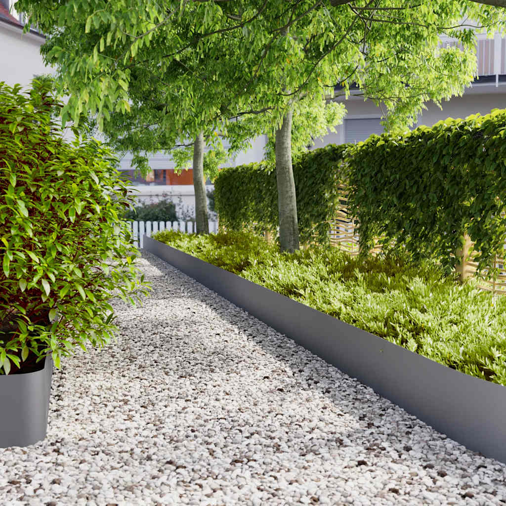 Lawn Edging 10 pcs 25 x 103 cm Steel Anthracite