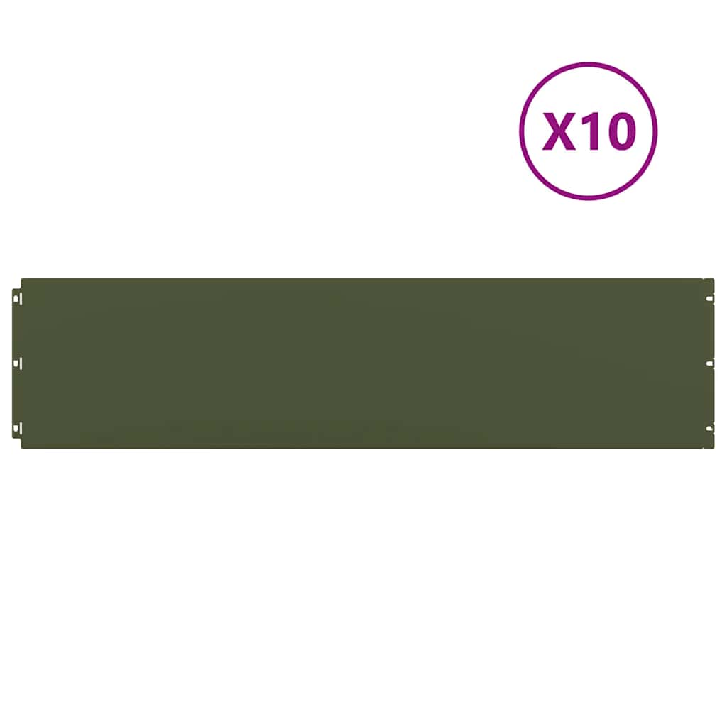 Lawn Edging 10 pcs 25 x 103 cm Steel Olive Green
