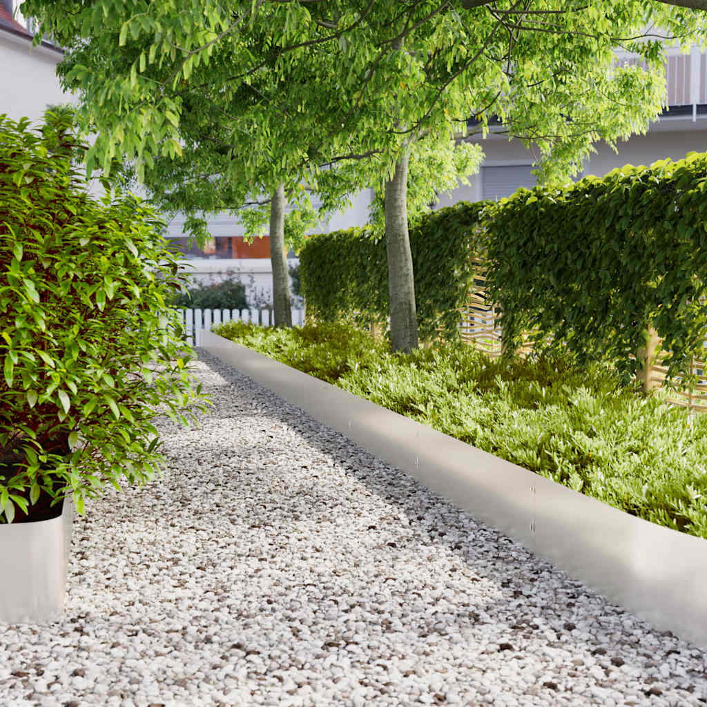Lawn Edging 10 pcs 25 x 103 cm Stainless Steel Silver