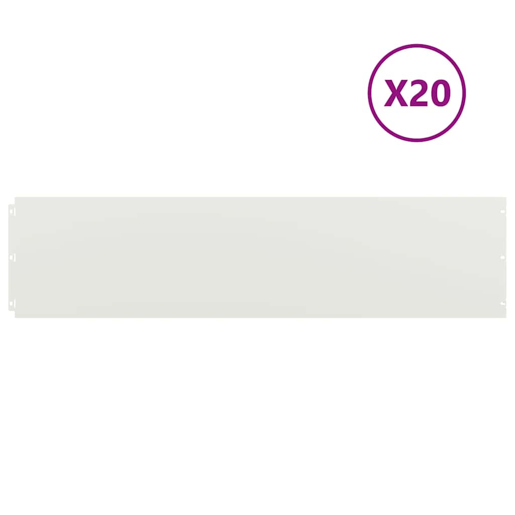 Lawn Edgings 20 pcs White 25x103 cm Cold-rolled Steel