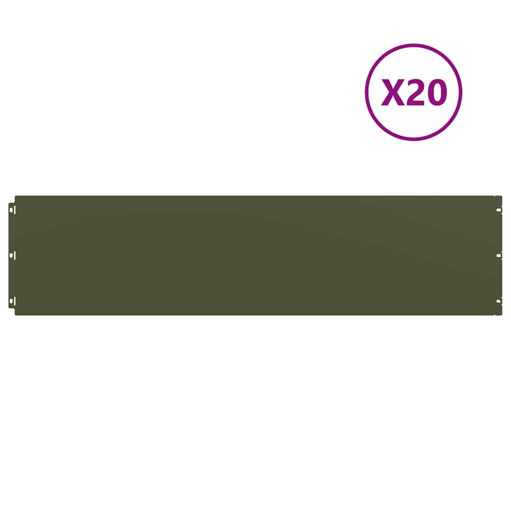 Lawn Edging 20 pcs 25 x 103 cm Steel Olive Green