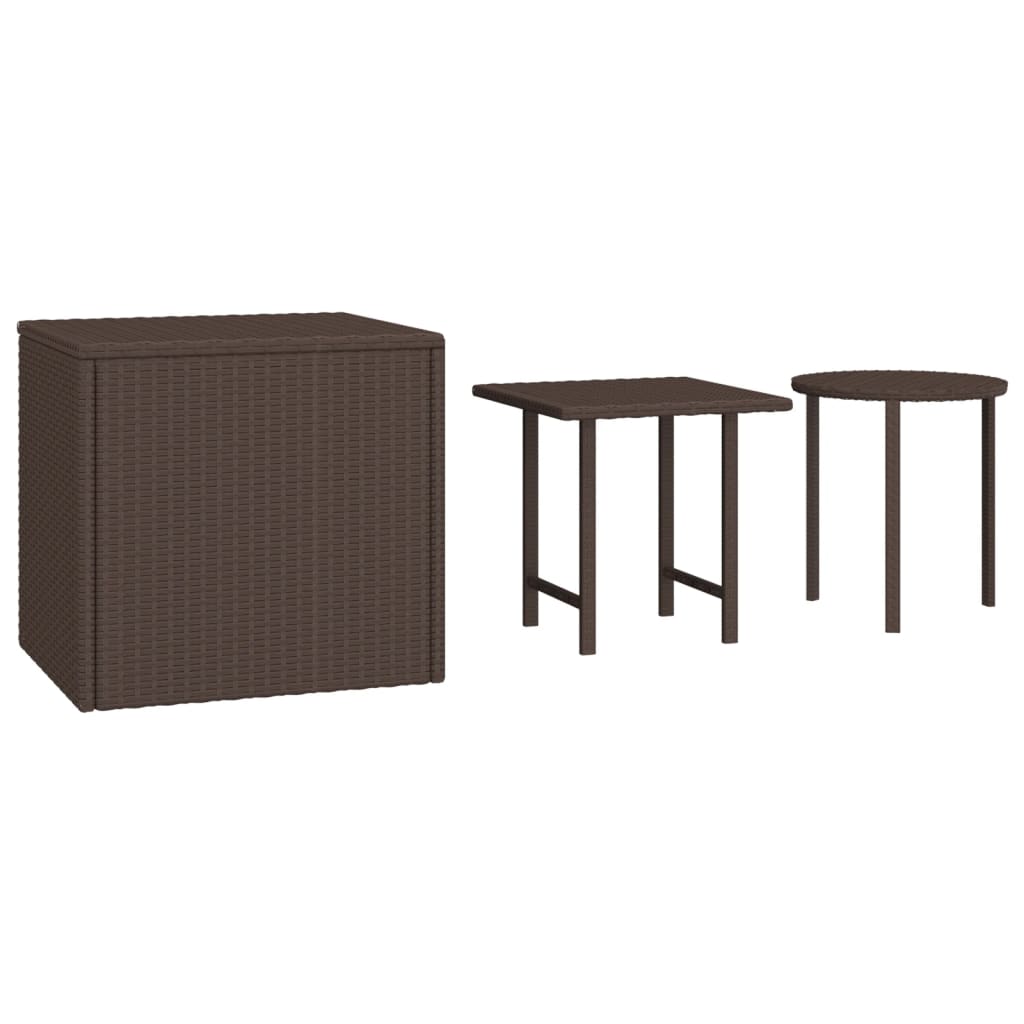 vidaXL Garden Side Tables 3 pcs Brown Poly Rattan