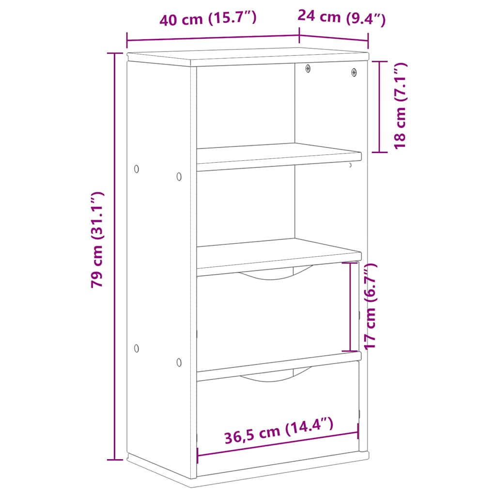 vidaXL Side Cabinet with Drawers ODDA White 40x24x79 cm Solid Wood Pine