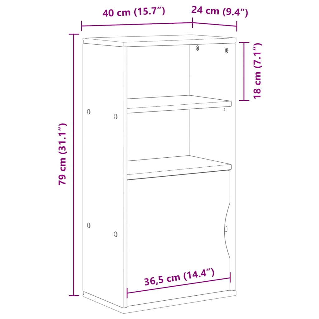 vidaXL Side Cabinet ODDA 40x24x79 cm Solid Wood Pine