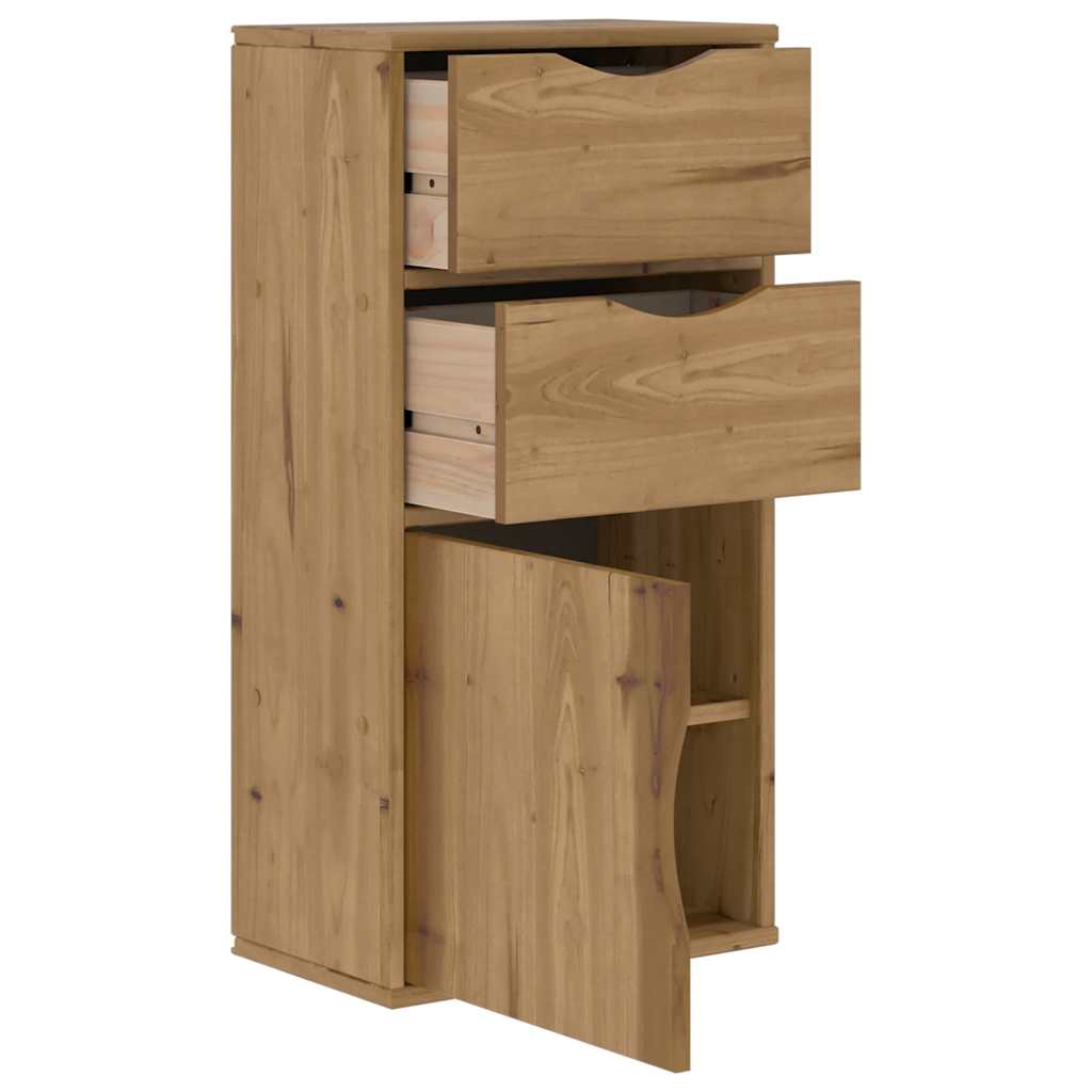 vidaXL Side Cabinet with Drawers ODDA 40x24x79 cm Solid Wood Pine