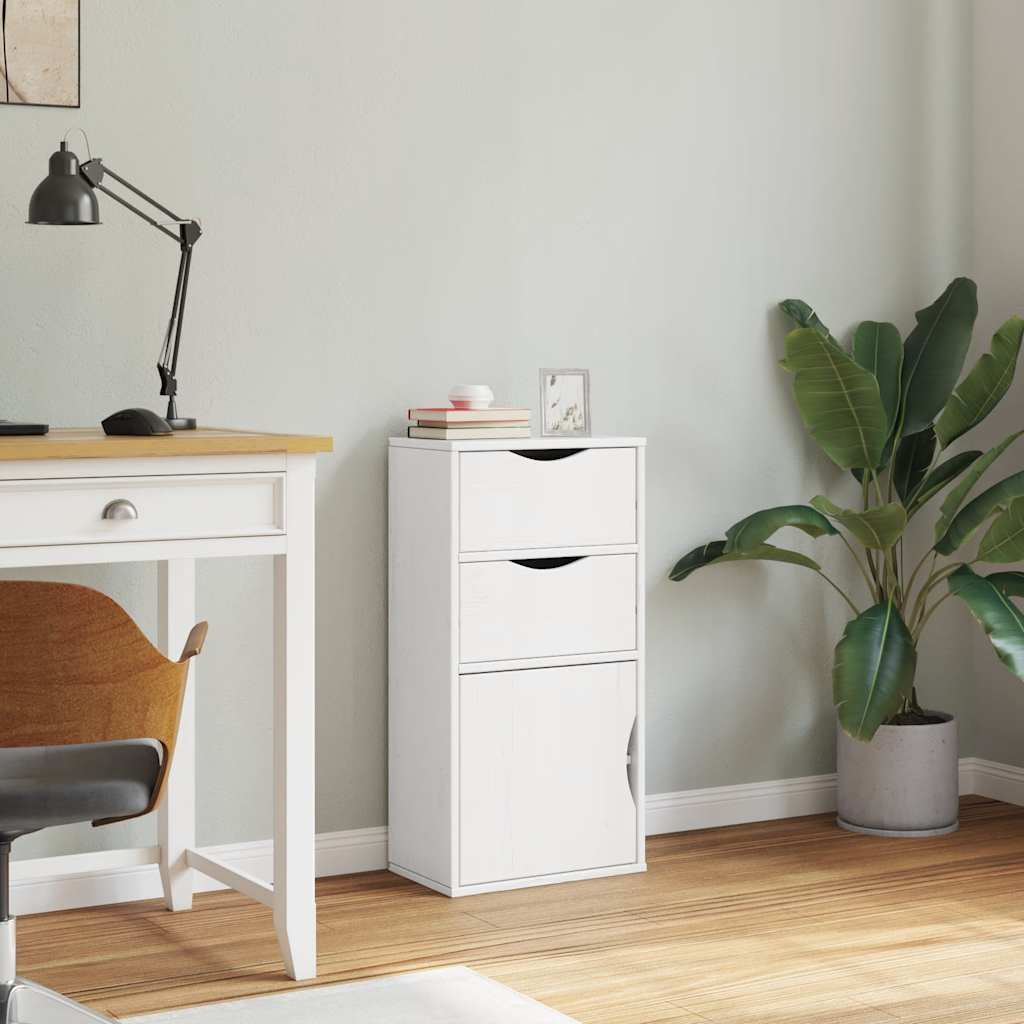 vidaXL Side Cabinet with Drawers ODDA White 40x24x79 cm Solid Wood Pine