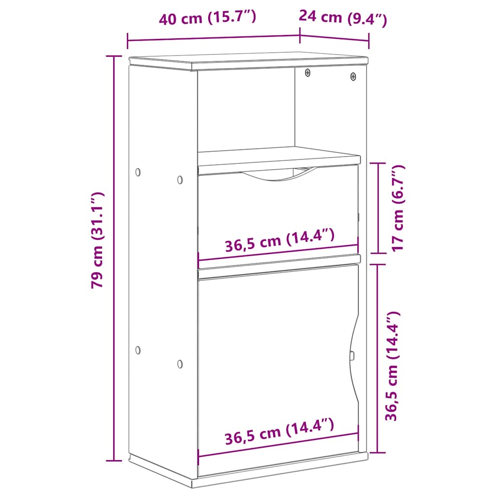 vidaXL Side Cabinet with Drawer ODDA 40x24x79 cm Solid Wood Pine