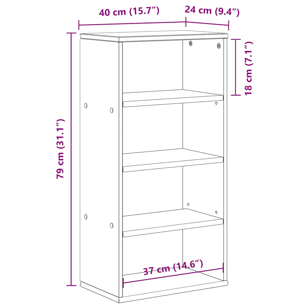 vidaXL Side Cabinet ODDA 40x24x79 cm Solid Wood Pine