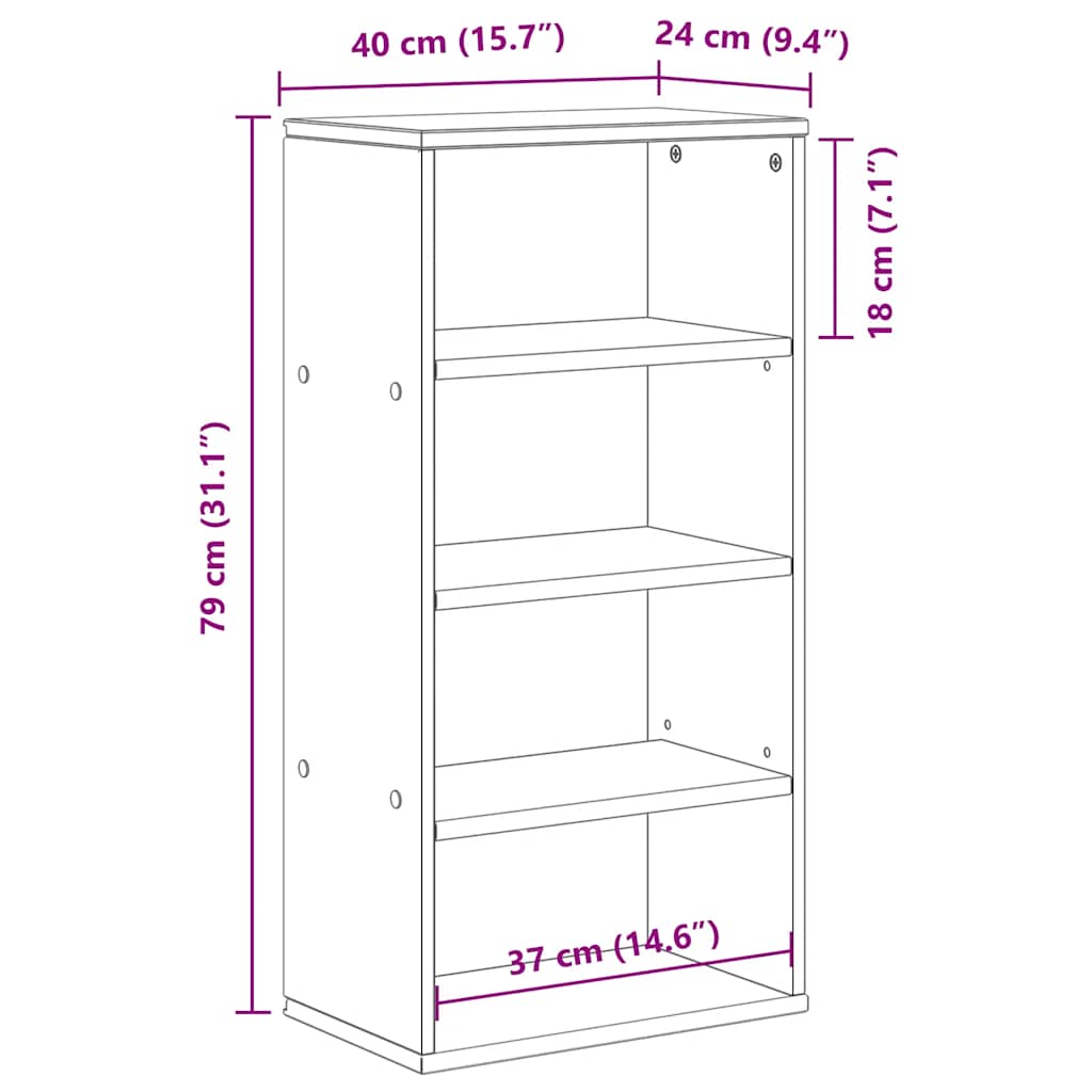 vidaXL Side Cabinet ODDA White 40x24x79 cm Solid Wood Pine