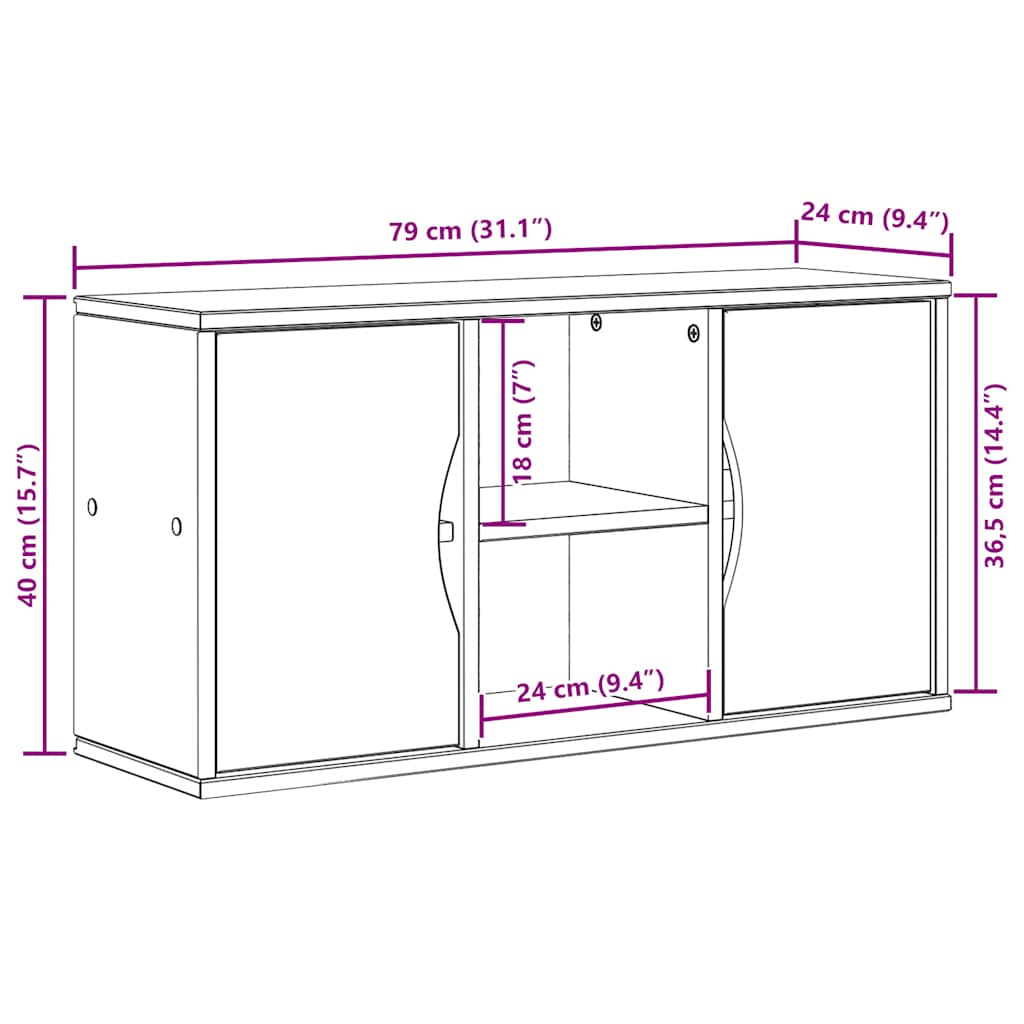 TV Cabinet “ODDA” White 79x24x40 cm Solid Wood Pine