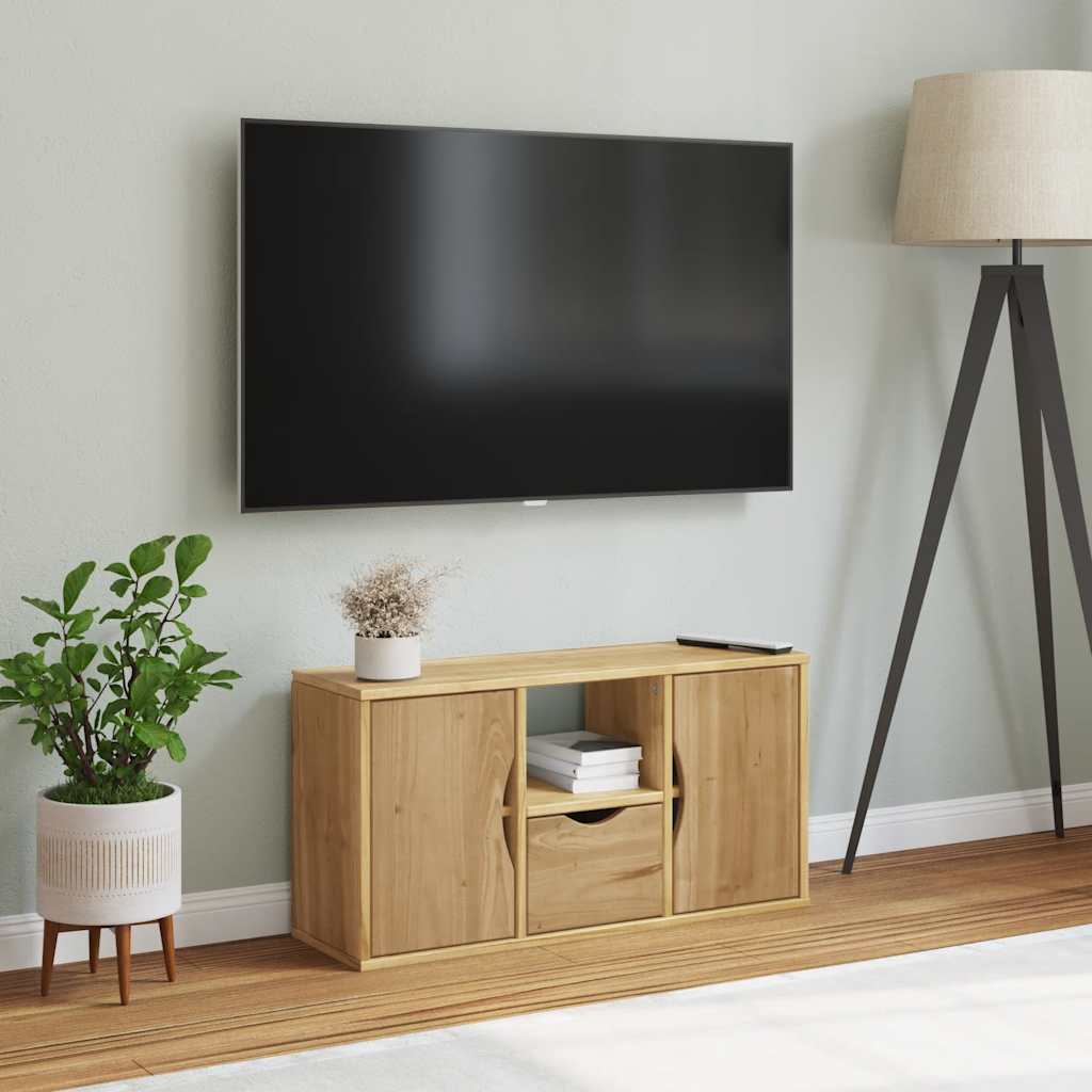 TV Cabinet with Drawer “ODDA” 79x24x40 cm Solid Wood Pine