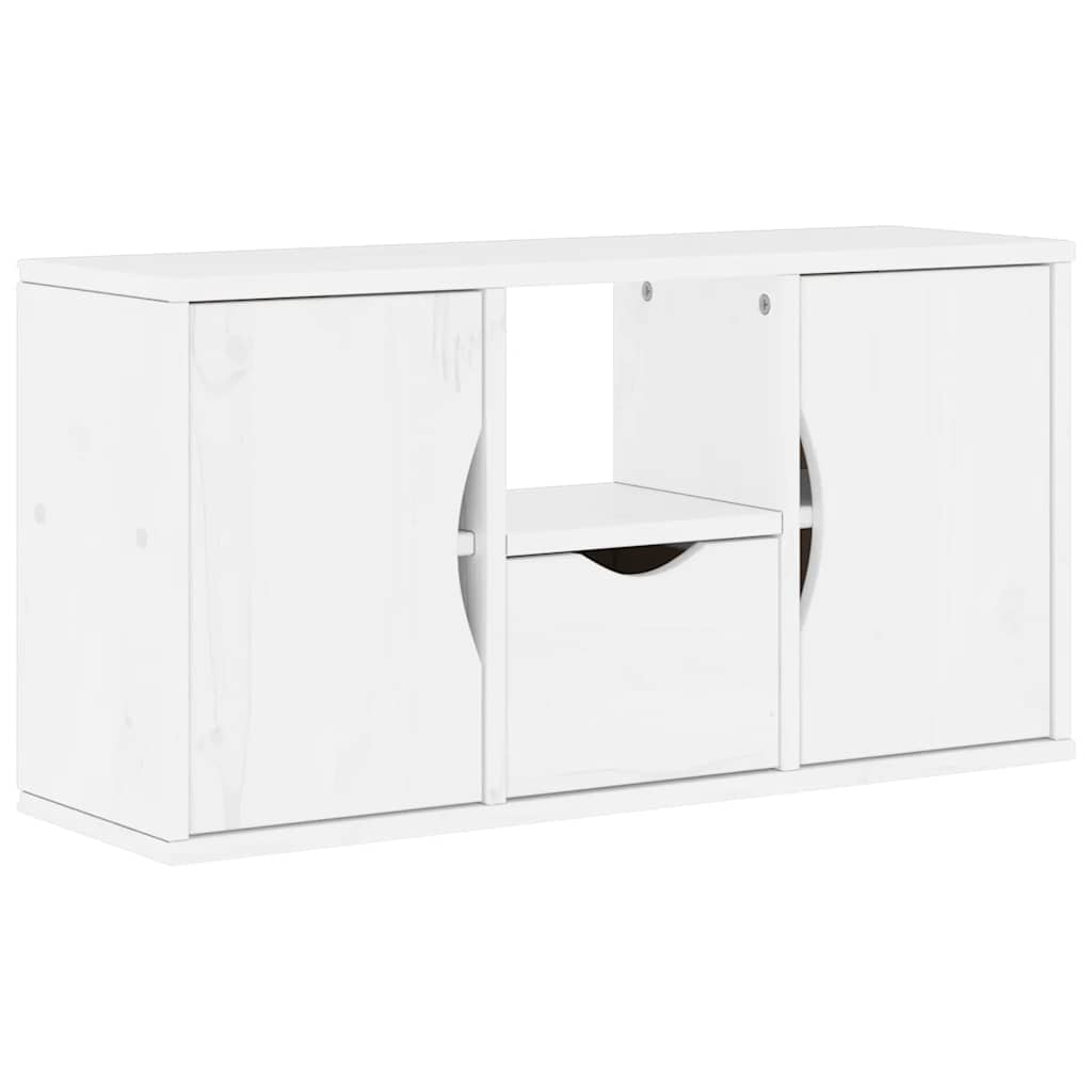 TV Cabinet with Drawer “ODDA” White 79x24x40 cm Solid Wood Pine