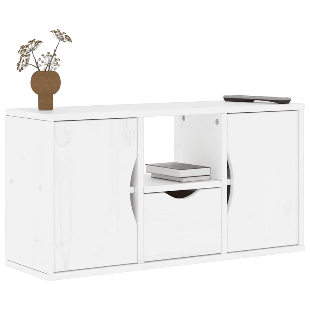 TV Cabinet with Drawer “ODDA” White 79x24x40 cm Solid Wood Pine