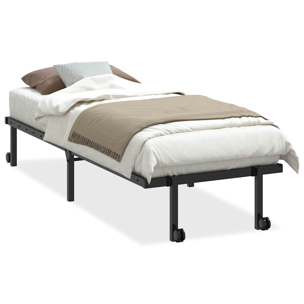 vidaXL Bed Frame without Mattress Foldable Black 75x190 cm Steel