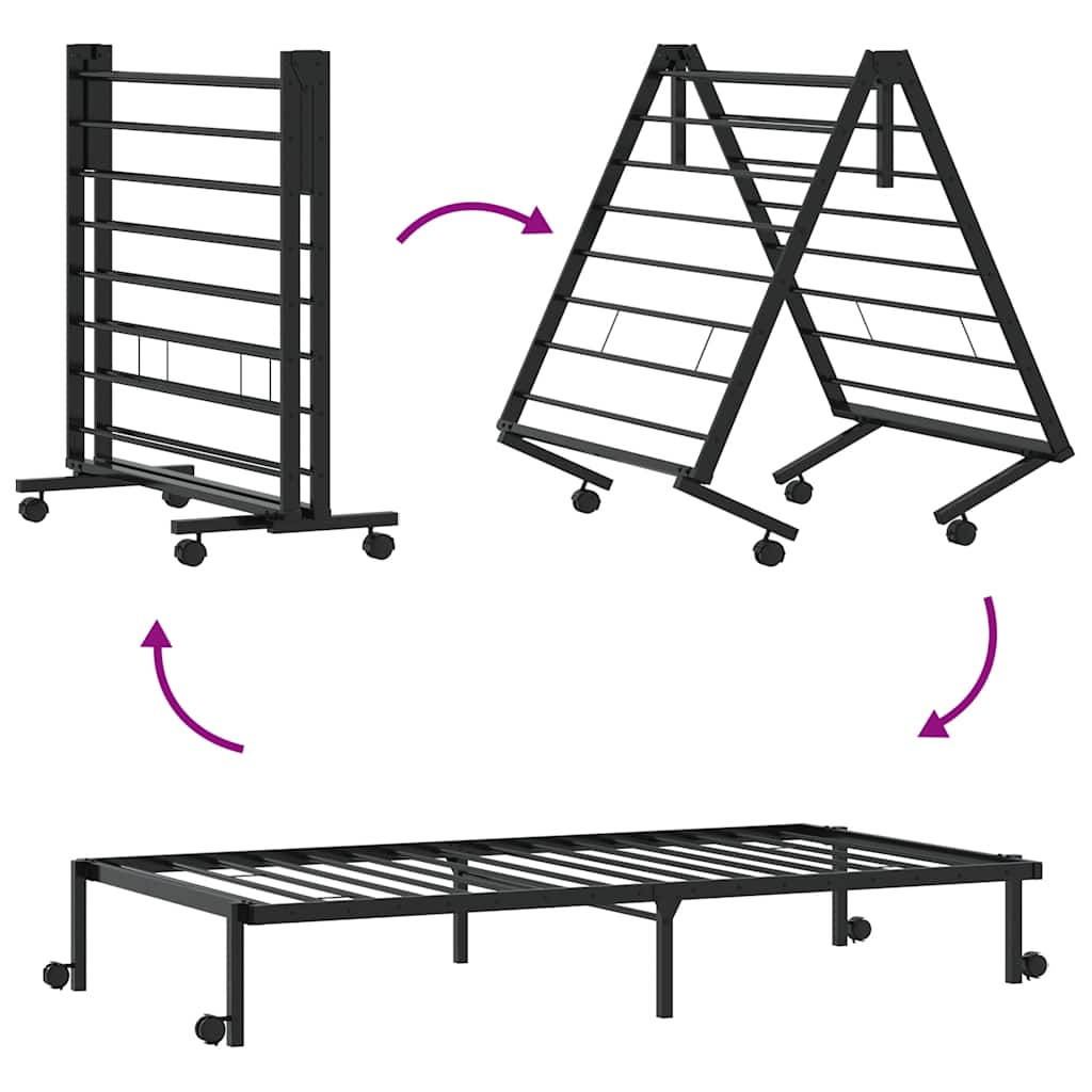 vidaXL Bed Frame without Mattress Foldable Black 90x200 cm Steel