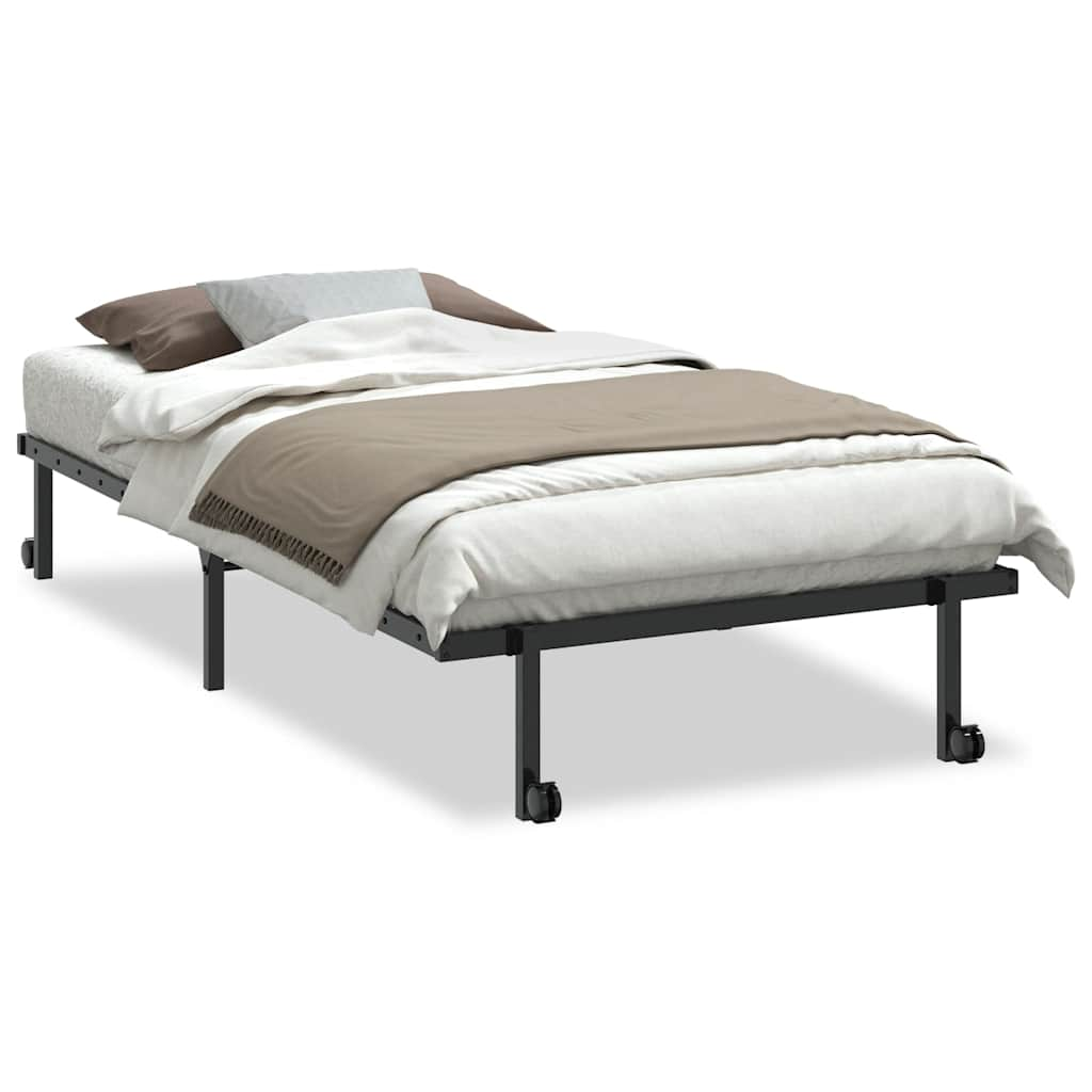 vidaXL Bed Frame without Mattress Foldable Black 100x190 cm Steel