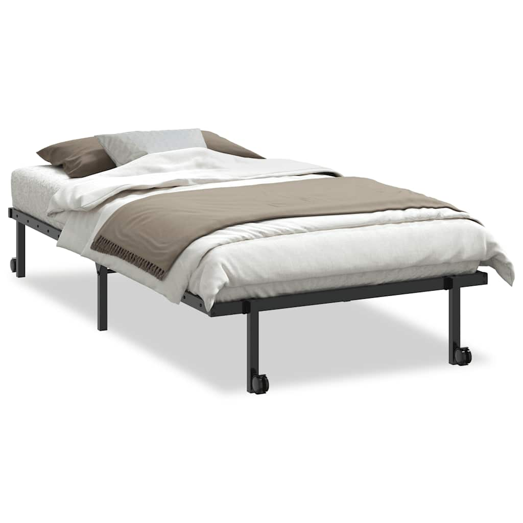 vidaXL Bed Frame without Mattress Foldable Black 100x200 cm Steel