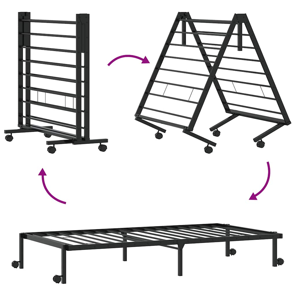 vidaXL Bed Frame without Mattress Foldable Black 100x200 cm Steel