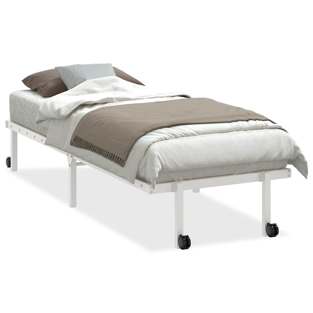 vidaXL Bed Frame without Mattress Foldable White 75x190 cm Steel