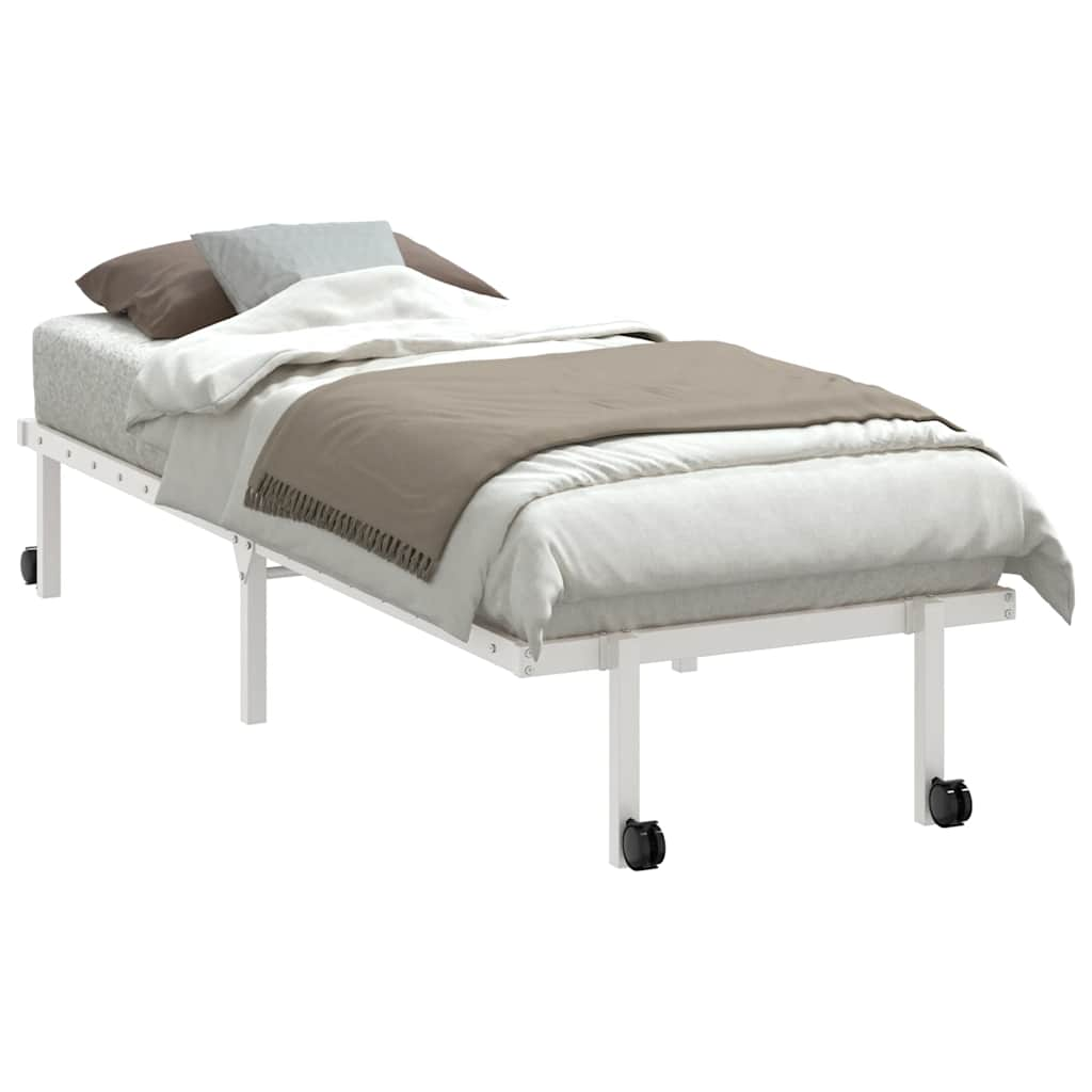 vidaXL Bed Frame without Mattress Foldable White 75x190 cm Steel