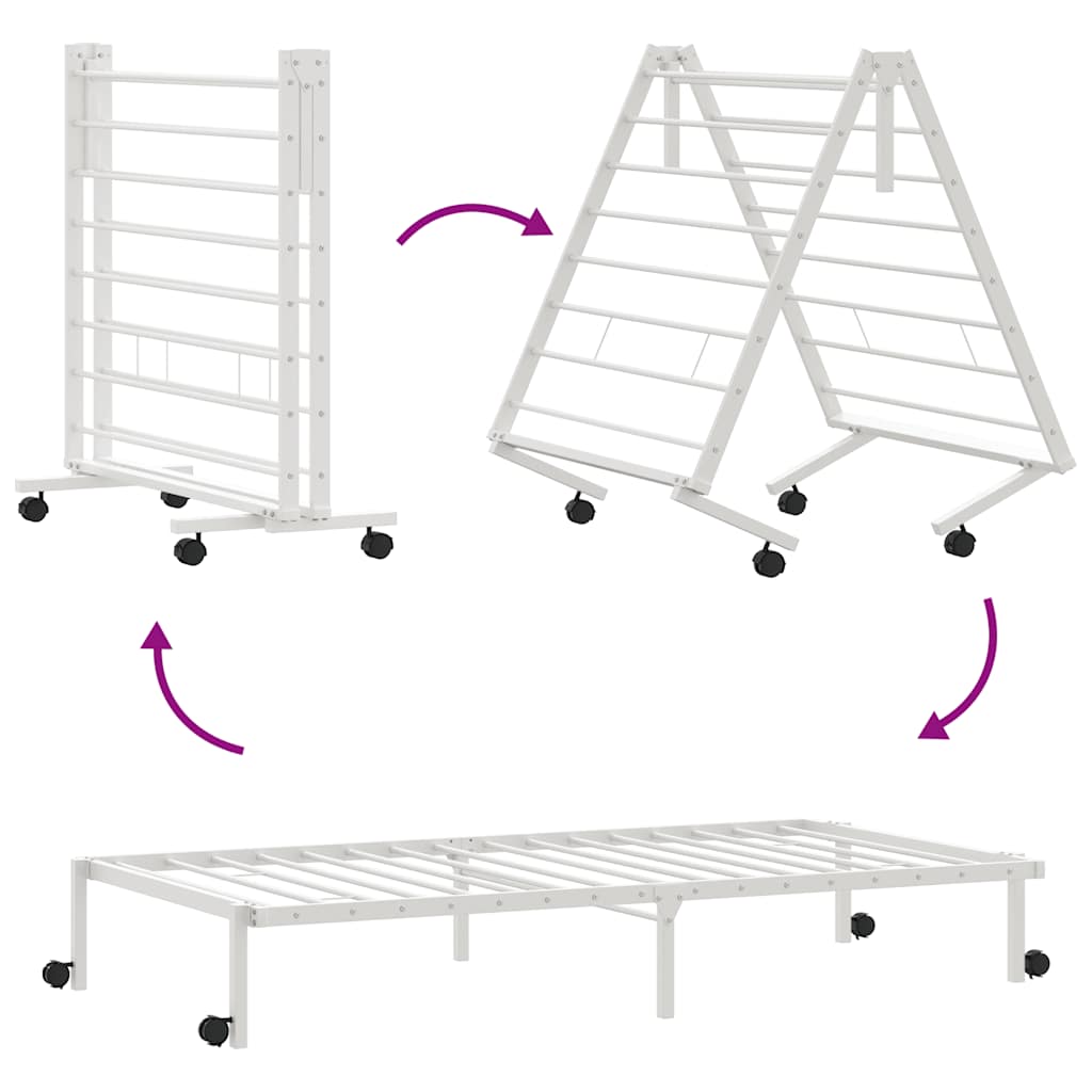 vidaXL Bed Frame without Mattress Foldable White 75x190 cm Steel