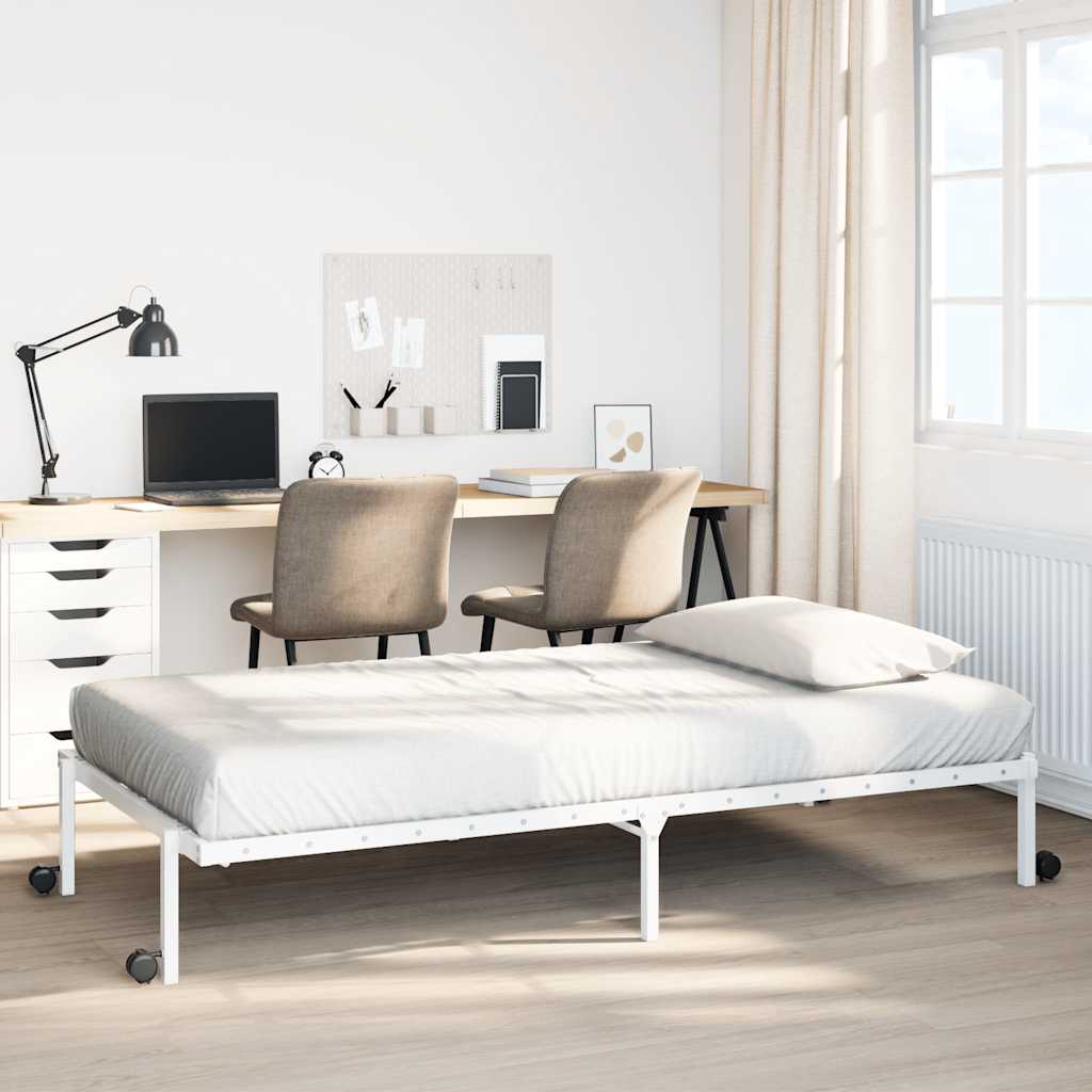 vidaXL Bed Frame without Mattress Foldable White 75x190 cm Steel