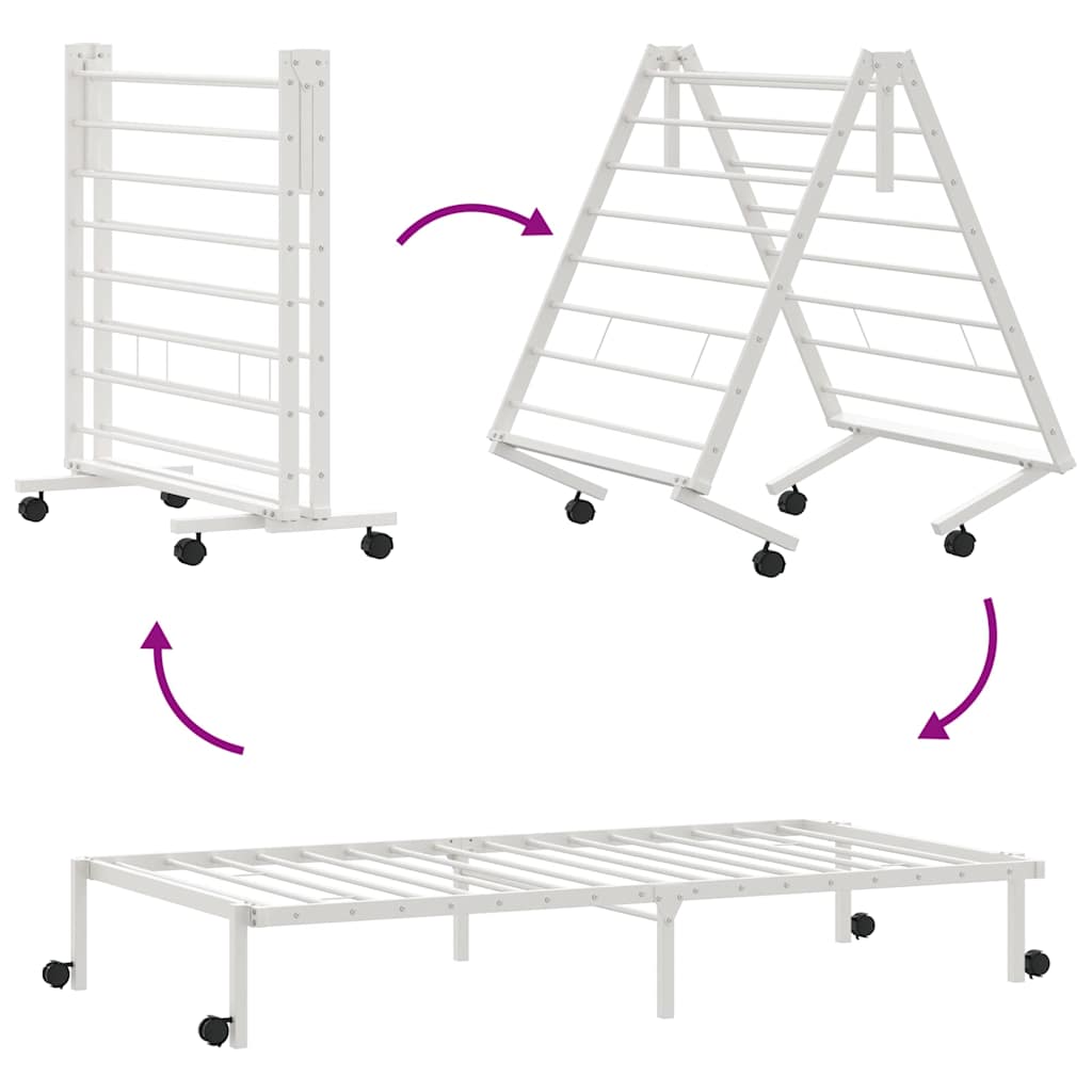 vidaXL Bed Frame without Mattress Foldable White 80x200 cm Steel