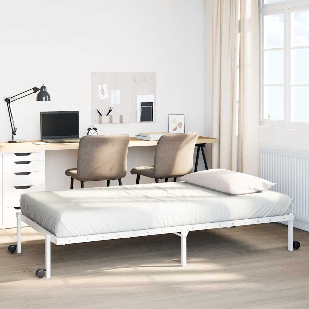 vidaXL Bed Frame without Mattress Foldable White 80x200 cm Steel