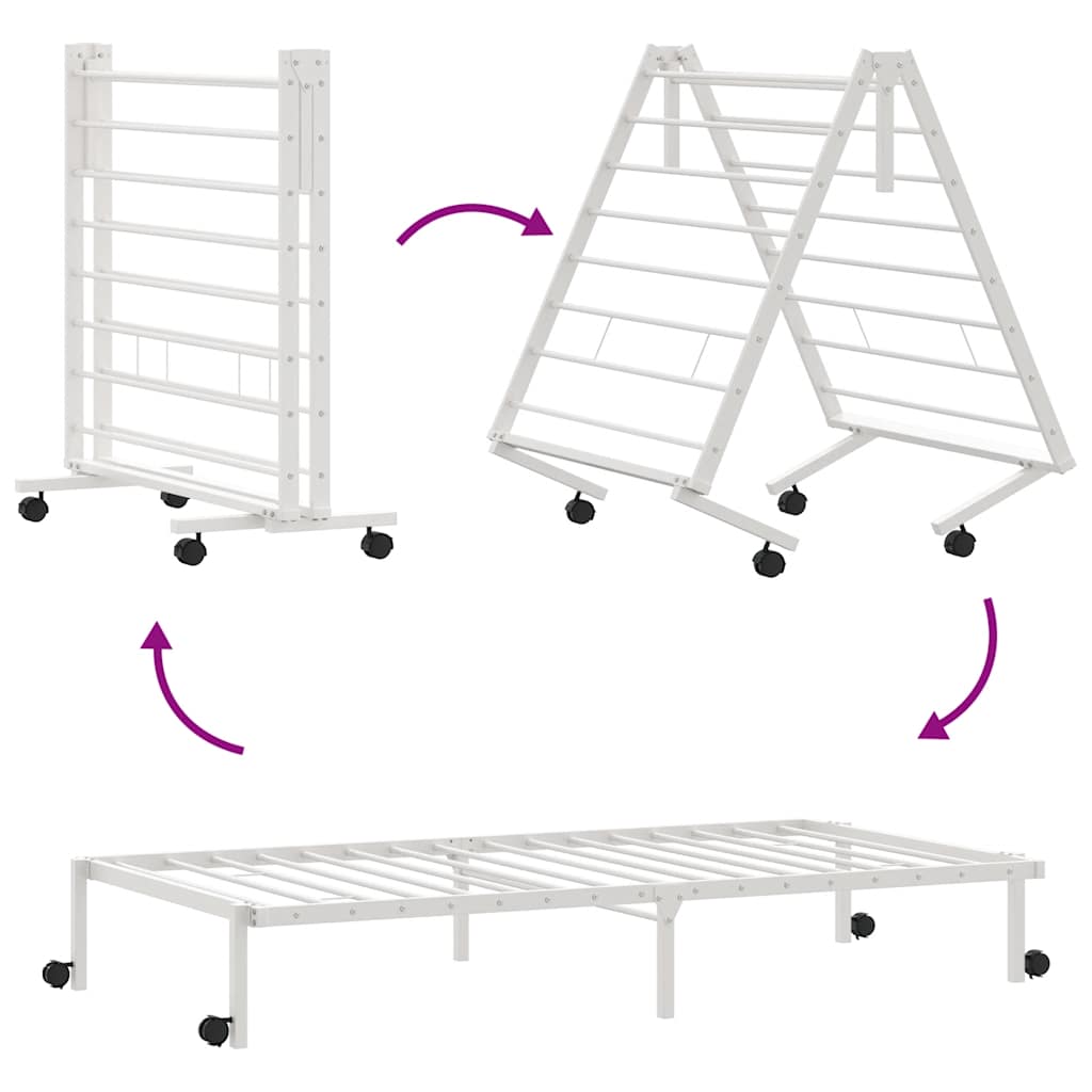 vidaXL Bed Frame without Mattress Foldable White 90x190 cm Steel