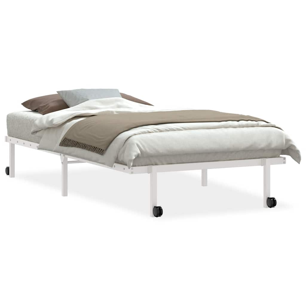 vidaXL Bed Frame without Mattress Foldable White 100x190 cm Steel