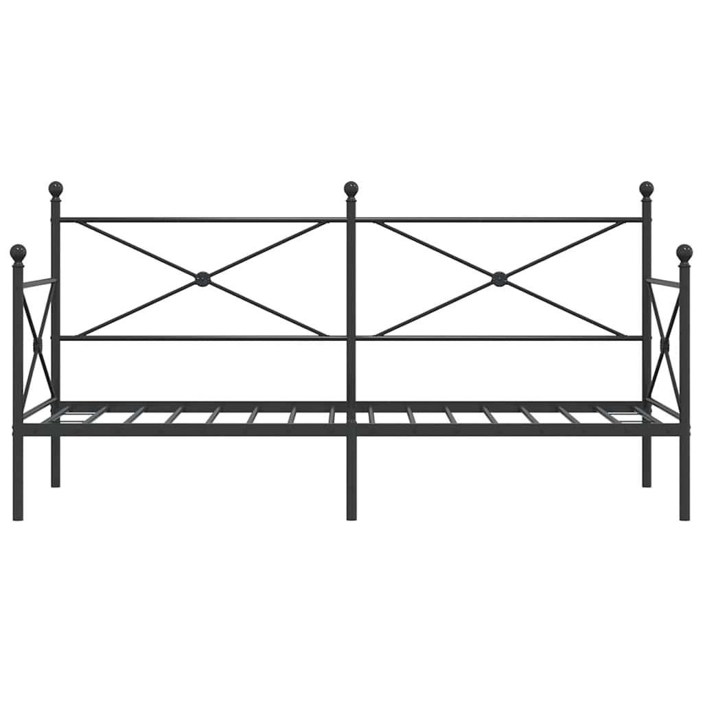 Day Bed without Mattress Black 80x200 cm Steel