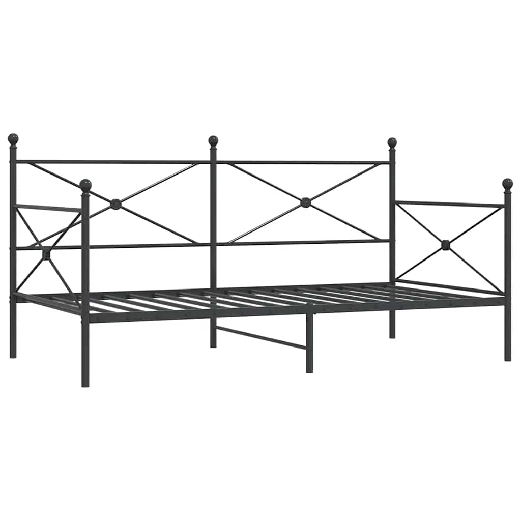 Day Bed without Mattress Black 107x203 cm Steel
