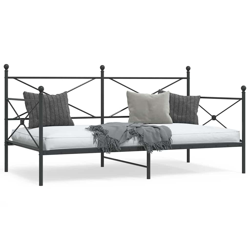 Day Bed without Mattress Black 107x203 cm Steel