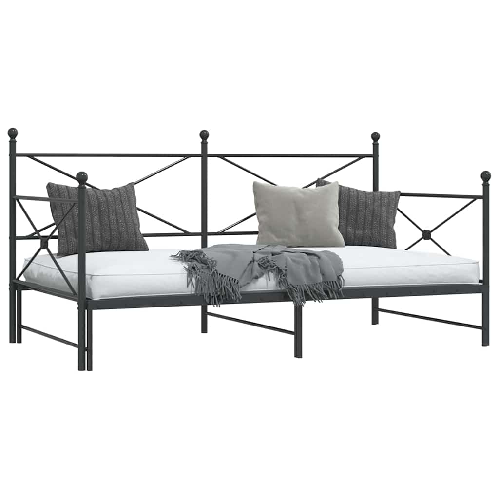 Daybed with Trundle without Mattress Black 107x203 cm Steel