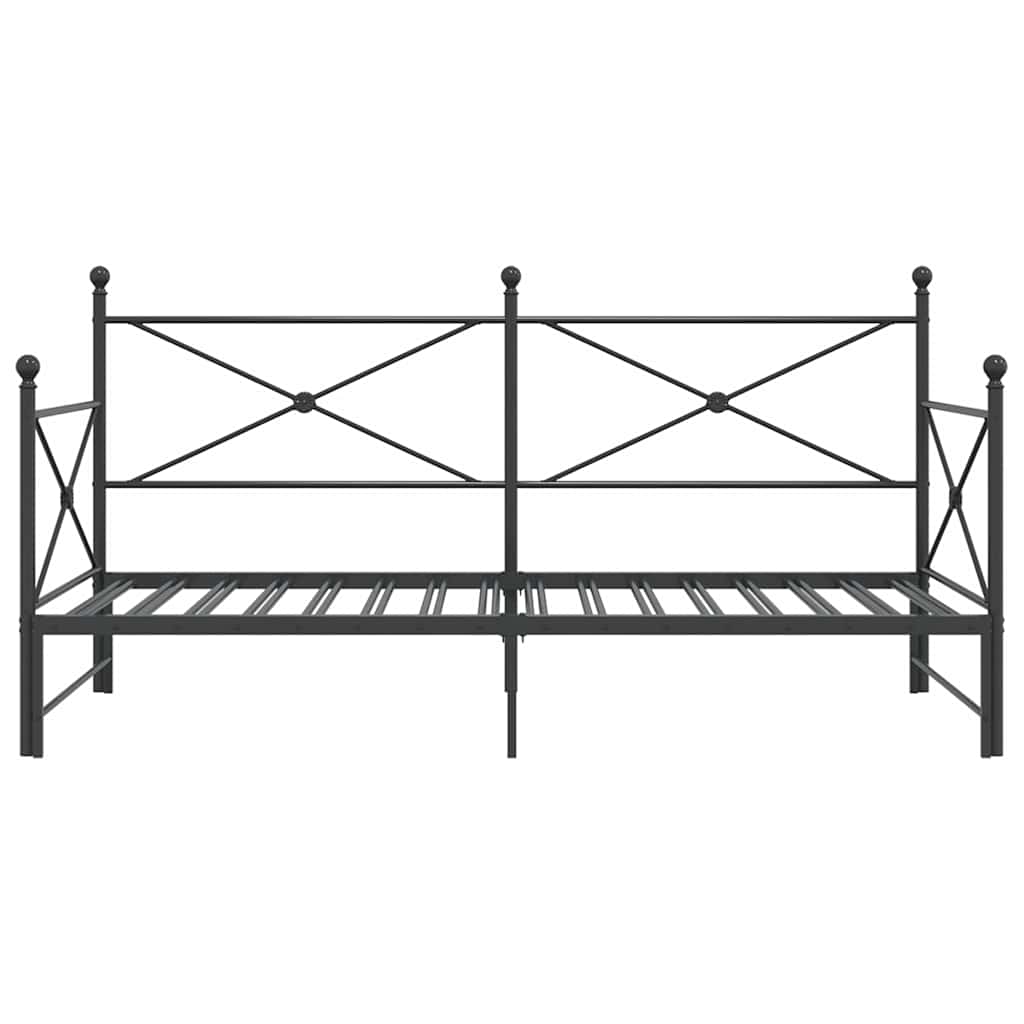 Daybed with Trundle without Mattress Black 107x203 cm Steel