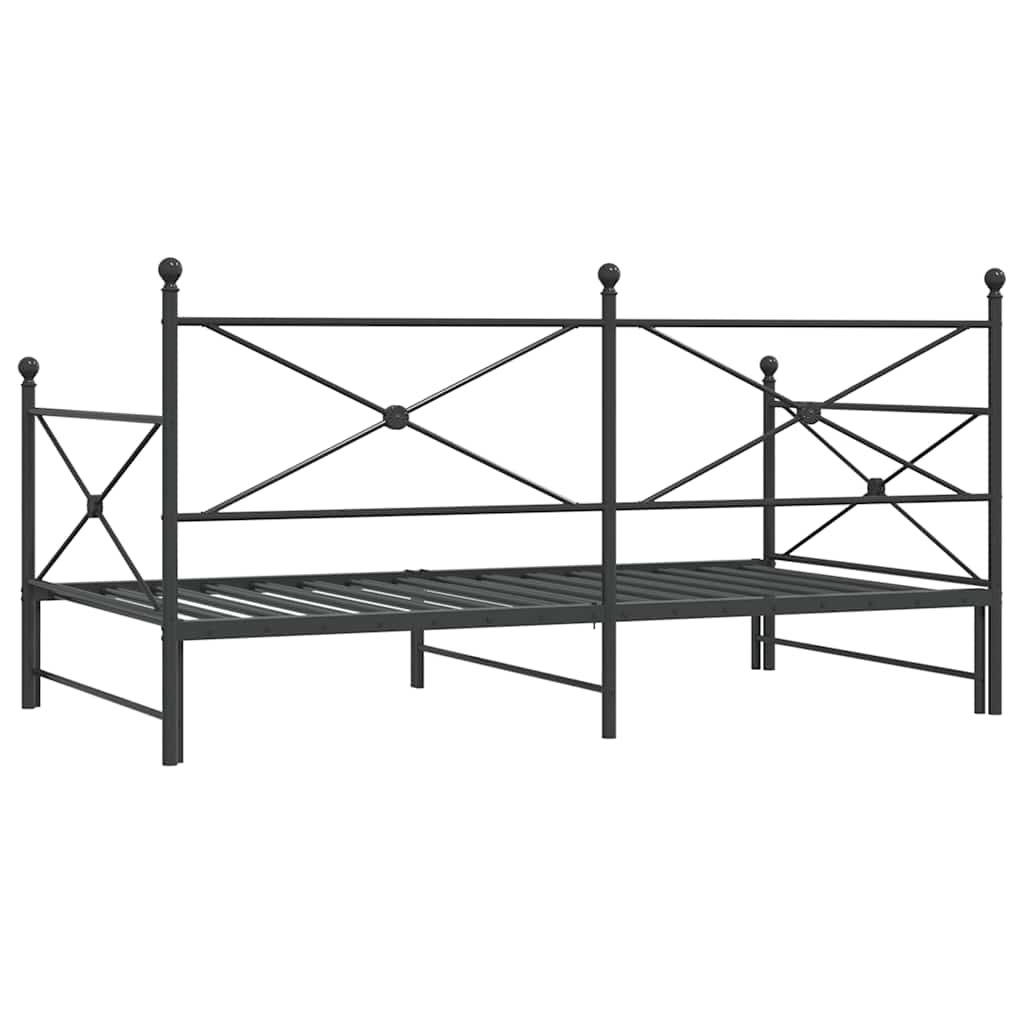 Daybed with Trundle without Mattress Black 107x203 cm Steel