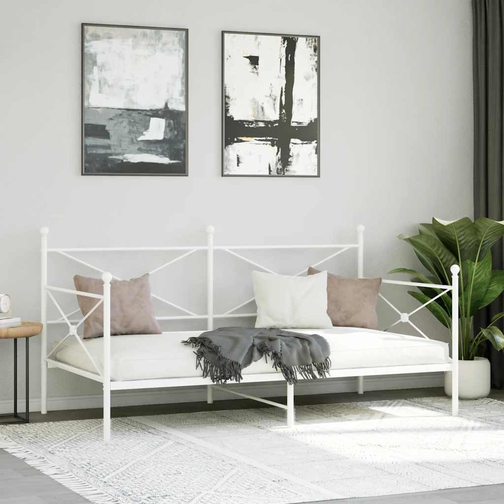 Day Bed without Mattress White 107x203 cm Steel