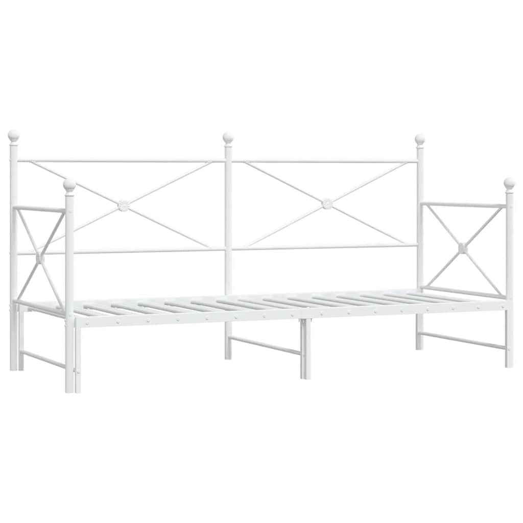 Daybed with Trundle without Mattress White 75x190 cm Steel