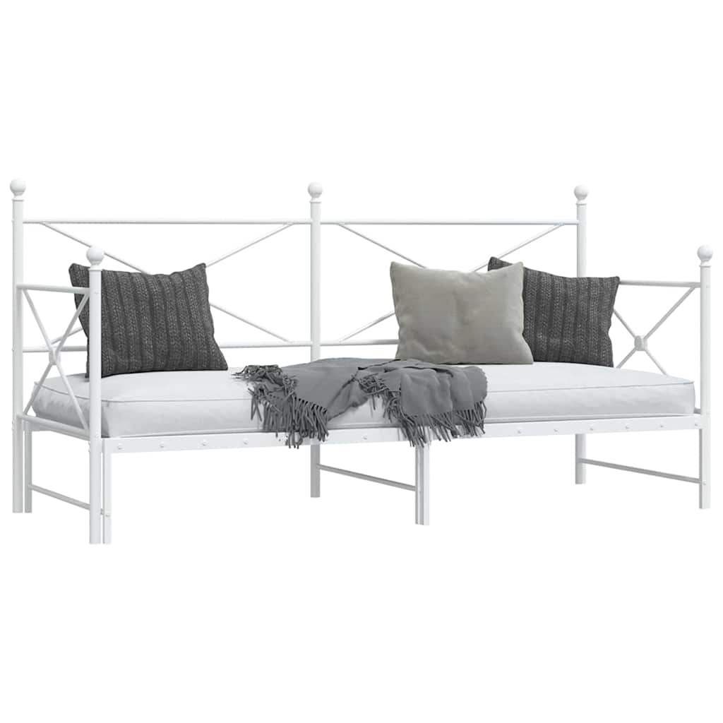 Daybed with Trundle without Mattress White 75x190 cm Steel