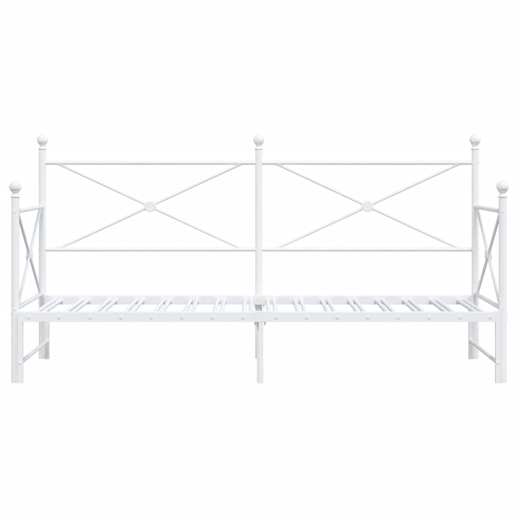 Daybed with Trundle without Mattress White 75x190 cm Steel