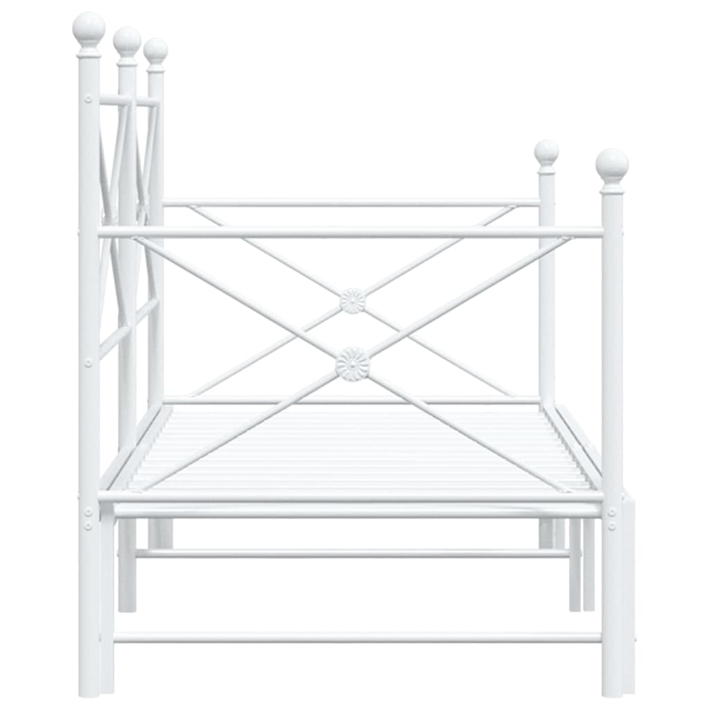 Daybed with Trundle without Mattress White 75x190 cm Steel