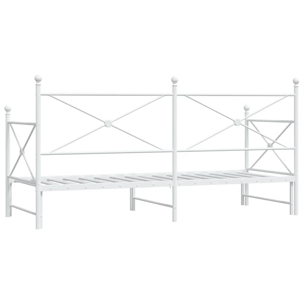 Daybed with Trundle without Mattress White 75x190 cm Steel
