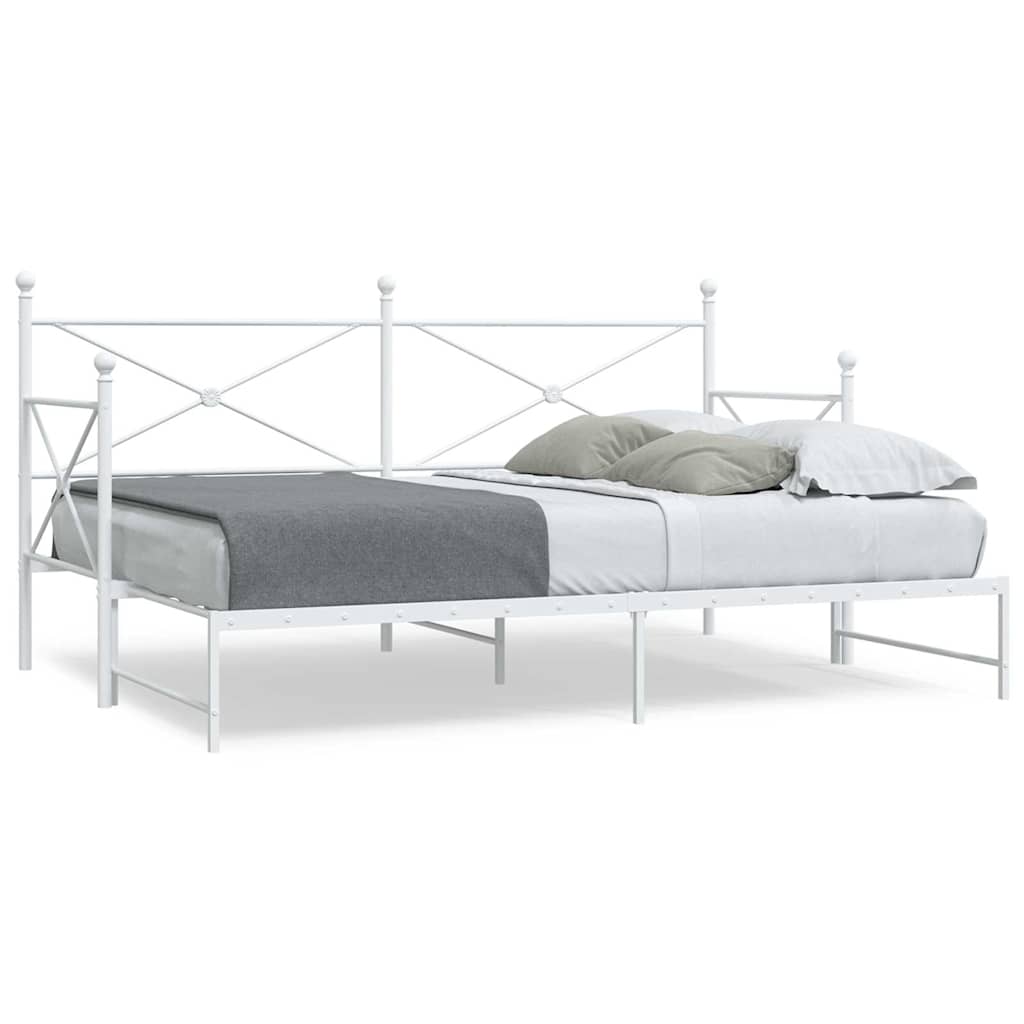Daybed with Trundle without Mattress White 75x190 cm Steel