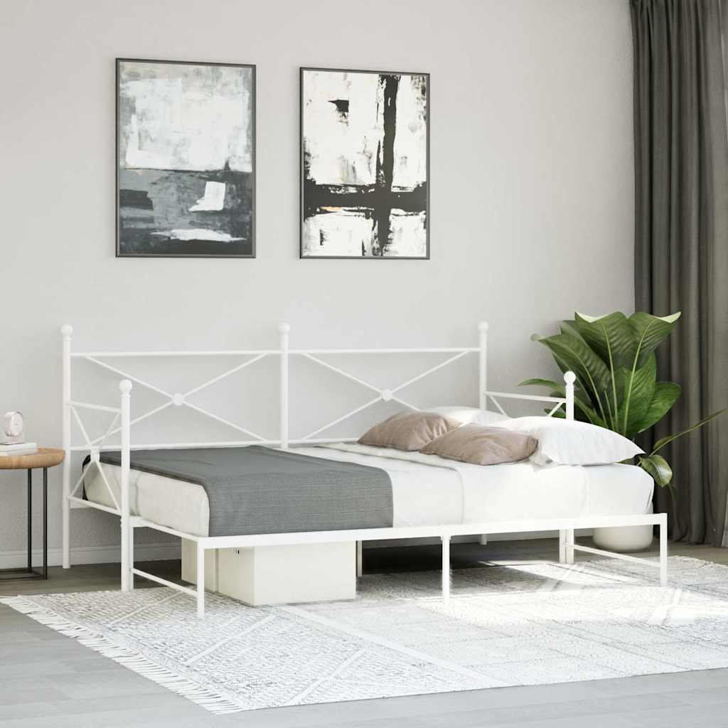 Daybed with Trundle without Mattress White 80x200 cm Steel