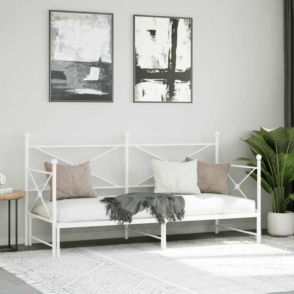 Daybed with Trundle without Mattress White 80x200 cm Steel